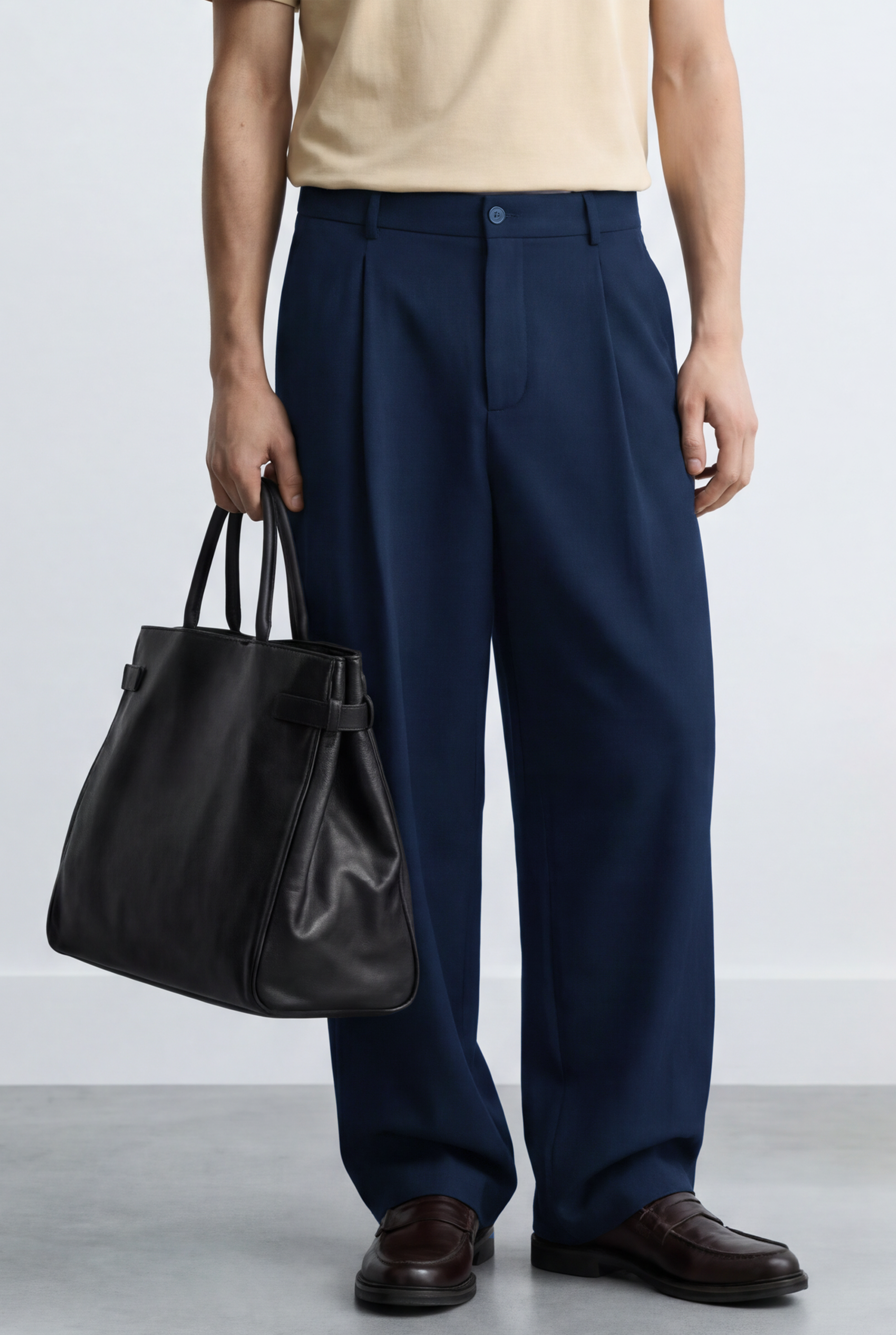 Iconic Tek Pileli Relaxed Fit Kumaş Pantolon