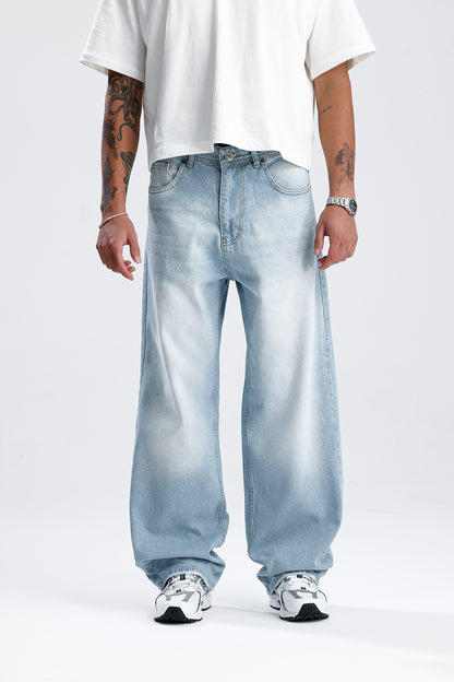 Buz Mavi Baggy Kot Pantolon