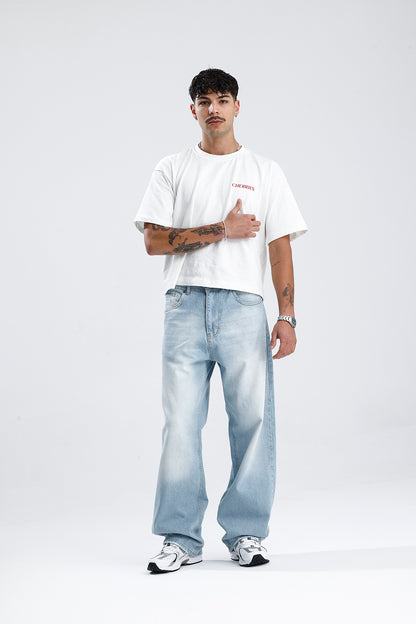 Buz Mavi Baggy Kot Pantolon