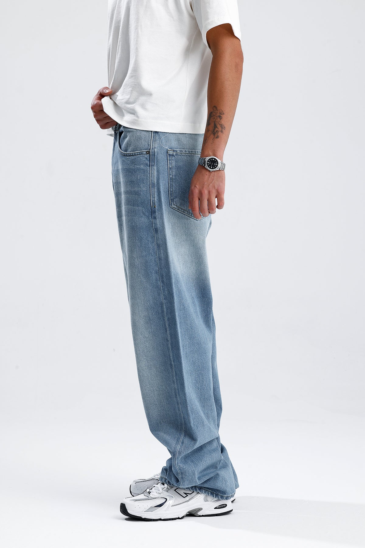 Retro Wash Mavi Baggy Kot Pantolon