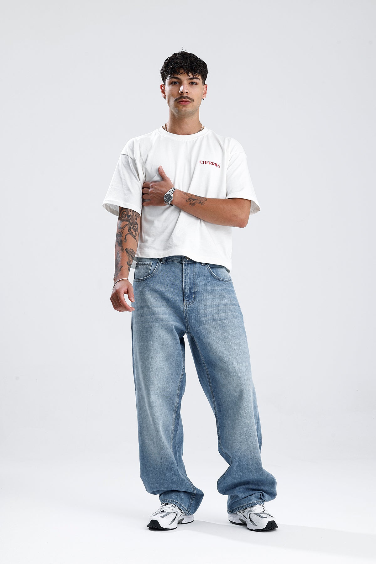 Retro Wash Mavi Baggy Kot Pantolon