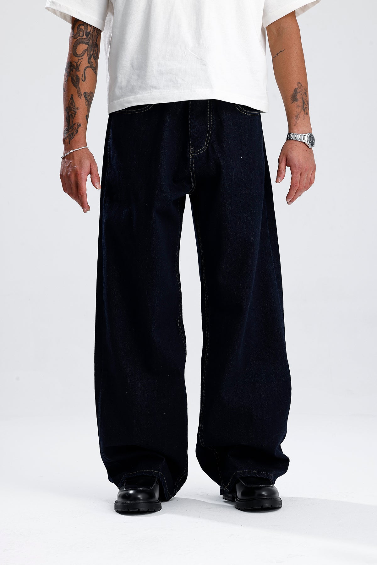 ATE Basic Lacivert Baggy Kot Pantolon