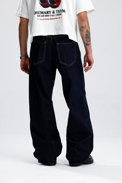 ATE Basic Lacivert Baggy Kot Pantolon