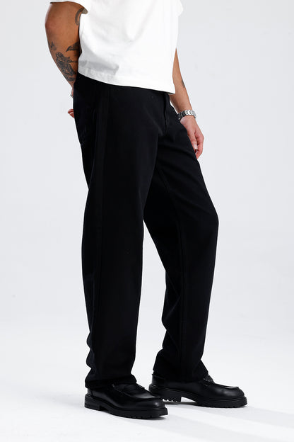 Relaxed Fit Düz Siyah Kot Pantolon