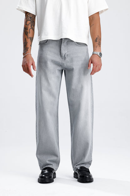 Relaxed Fit Açık Gri Kot Pantolon