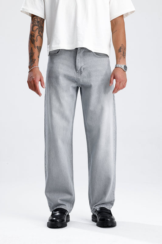 Relaxed Fit Açık Gri Kot Pantolon