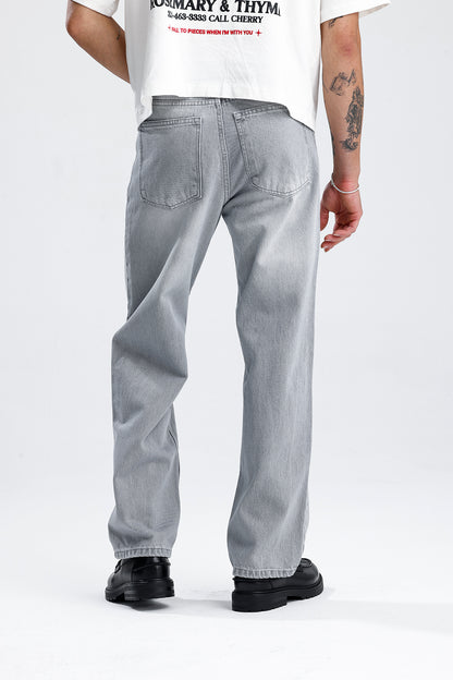 Relaxed Fit Açık Gri Kot Pantolon