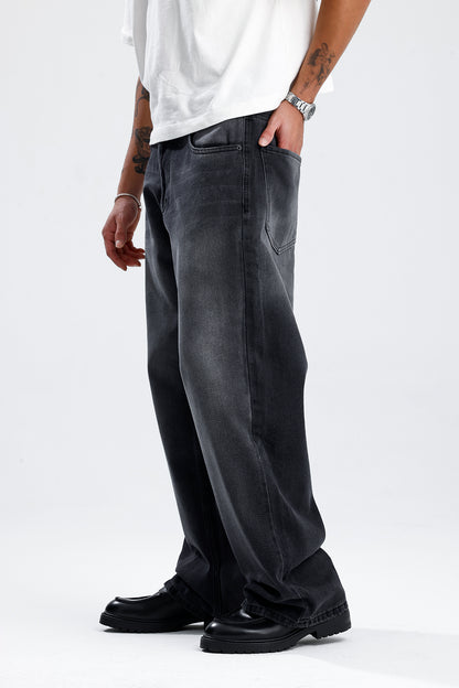 ATE Premium Yıkamalı Siyah Baggy Kot Pantolon