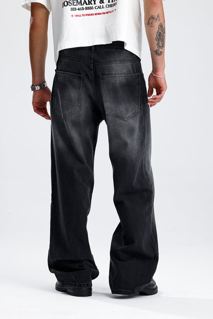 ATE Premium Yıkamalı Siyah Baggy Kot Pantolon