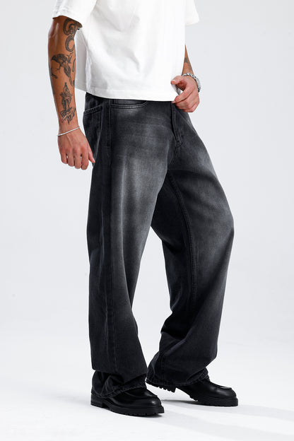 ATE Premium Yıkamalı Siyah Baggy Kot Pantolon