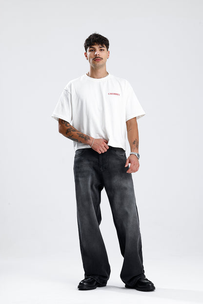 ATE Premium Yıkamalı Siyah Baggy Kot Pantolon