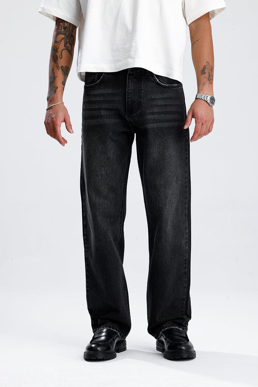 Relaxed Fit Premium Yıkamalı Siyah Kot Pantolon