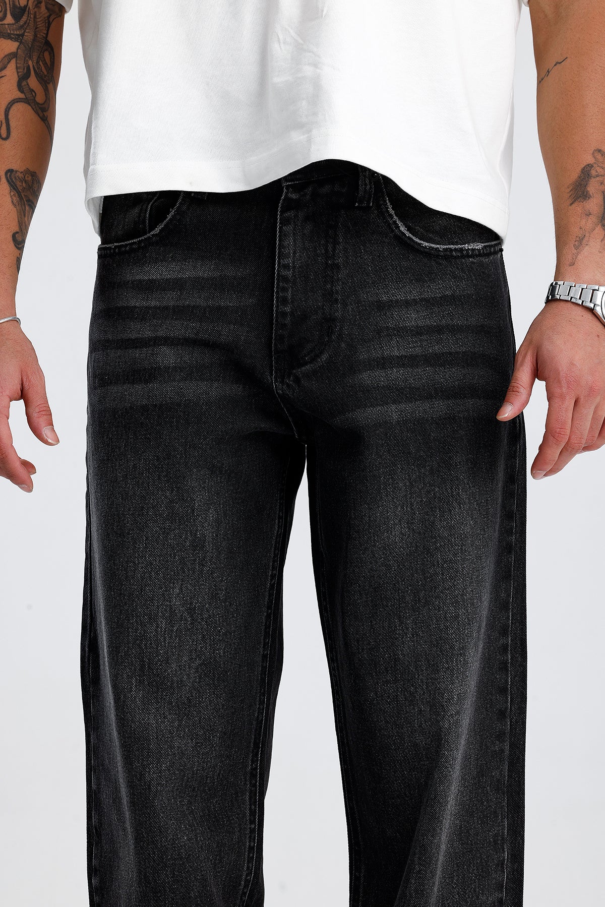 Relaxed Fit Premium Yıkamalı Siyah Kot Pantolon