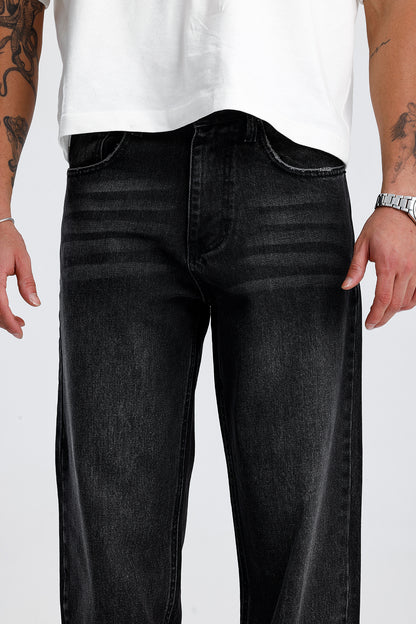 Relaxed Fit Premium Yıkamalı Siyah Kot Pantolon