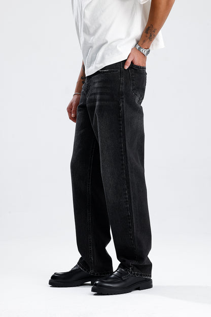 Relaxed Fit Premium Yıkamalı Siyah Kot Pantolon