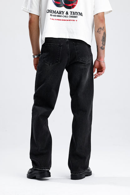 Relaxed Fit Premium Yıkamalı Siyah Kot Pantolon