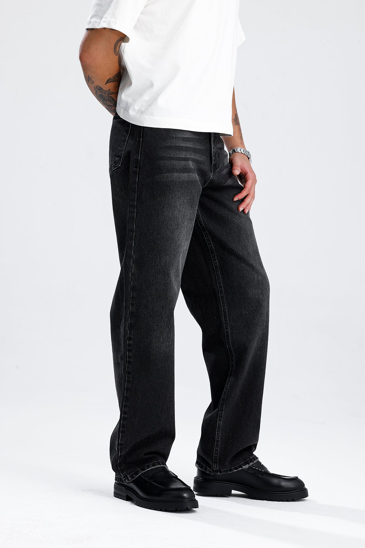 Relaxed Fit Premium Yıkamalı Siyah Kot Pantolon