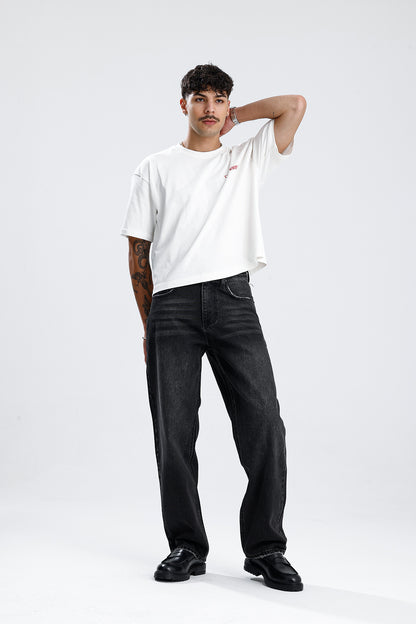 Relaxed Fit Premium Yıkamalı Siyah Kot Pantolon