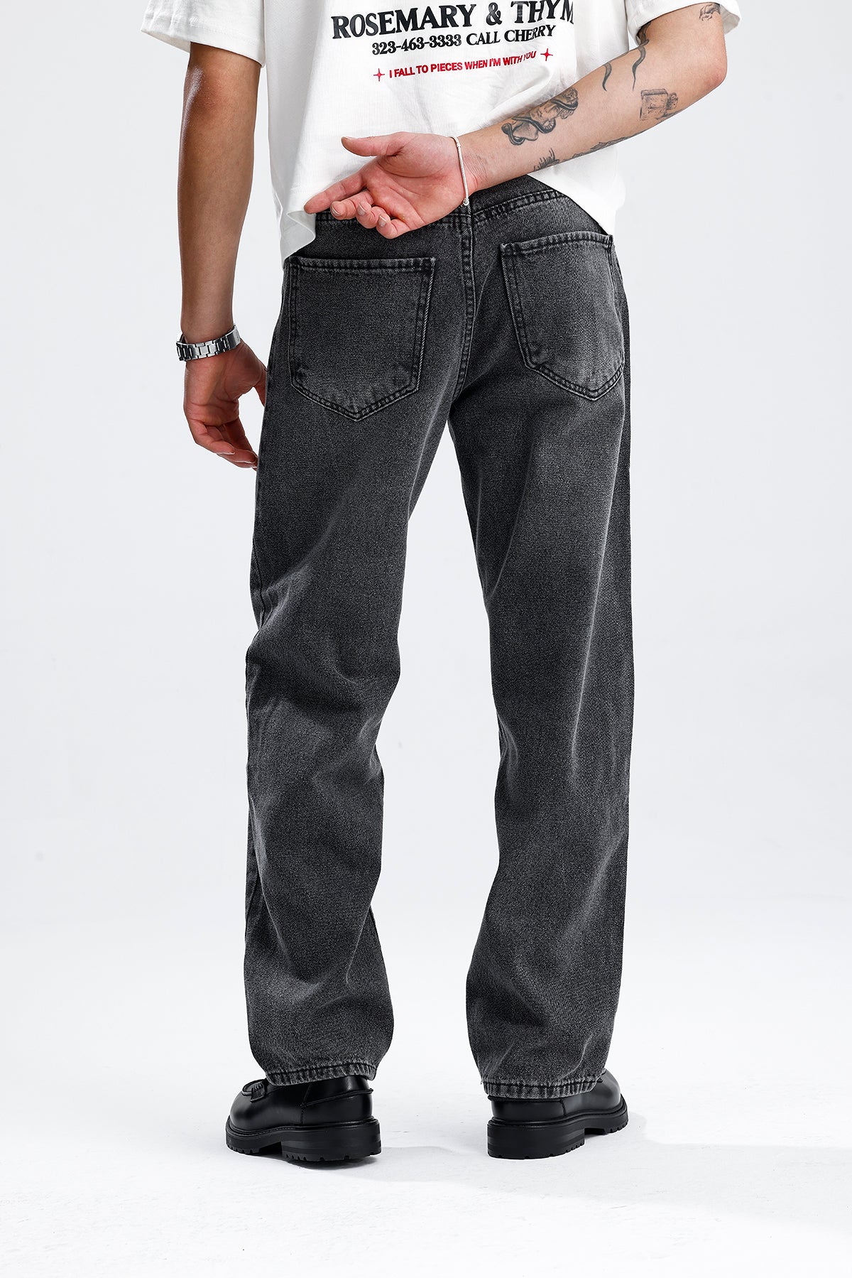 Relaxed Fit Koyu Gri Kot Pantolon