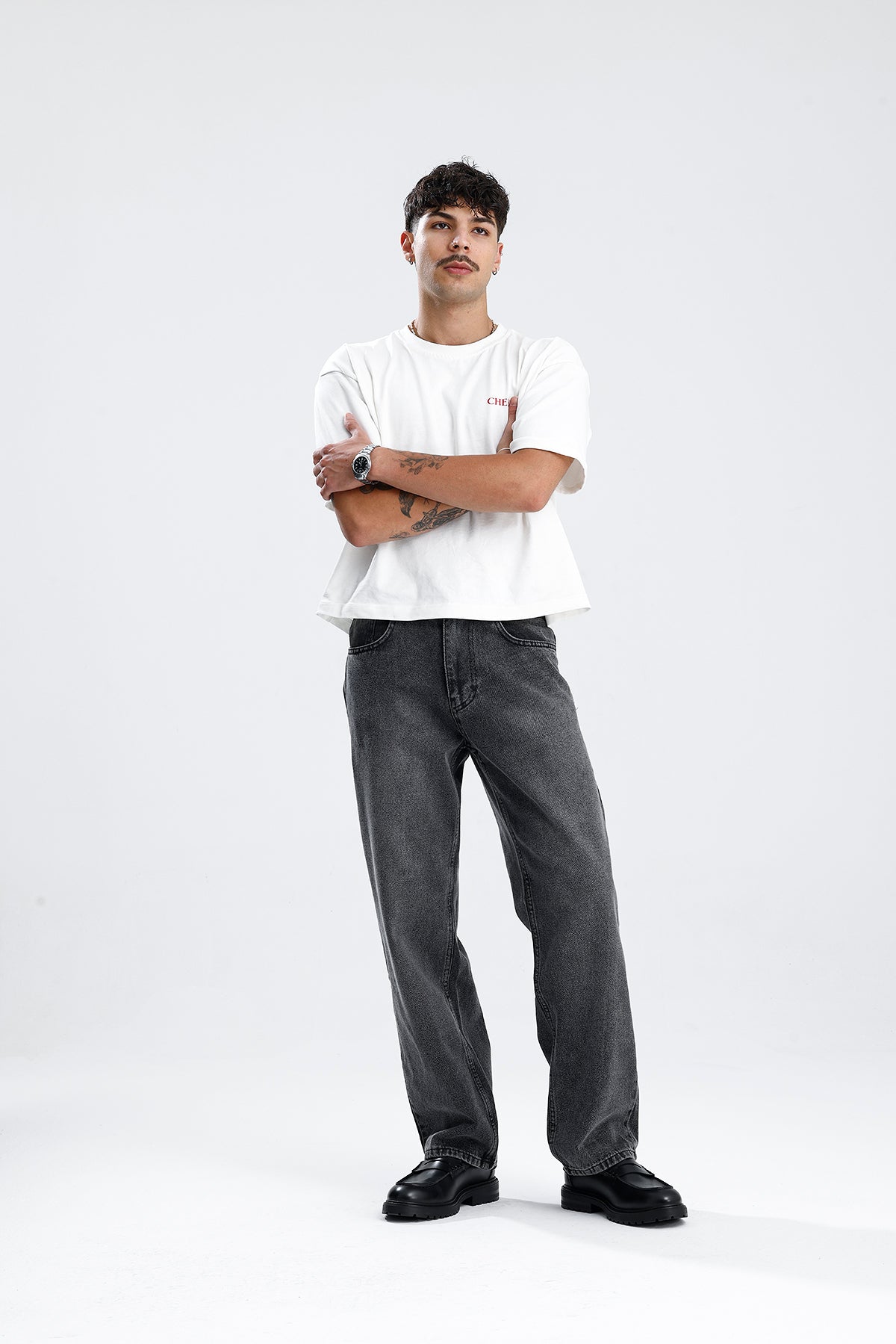 Relaxed Fit Koyu Gri Kot Pantolon