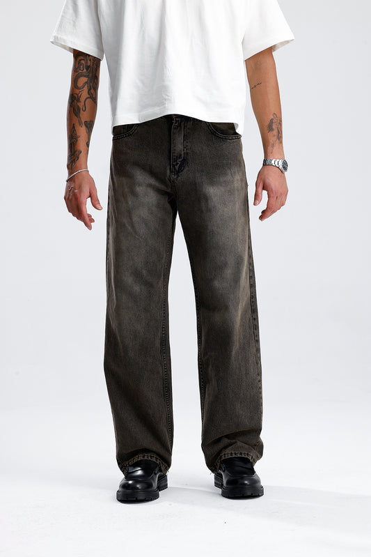 Retro Kahve Baggy Kot Pantolon