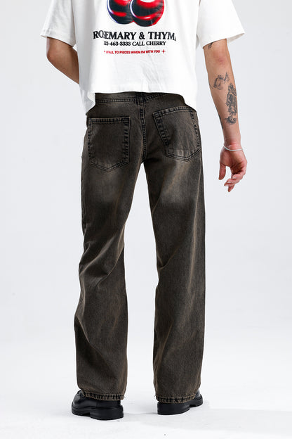 Retro Kahve Baggy Kot Pantolon