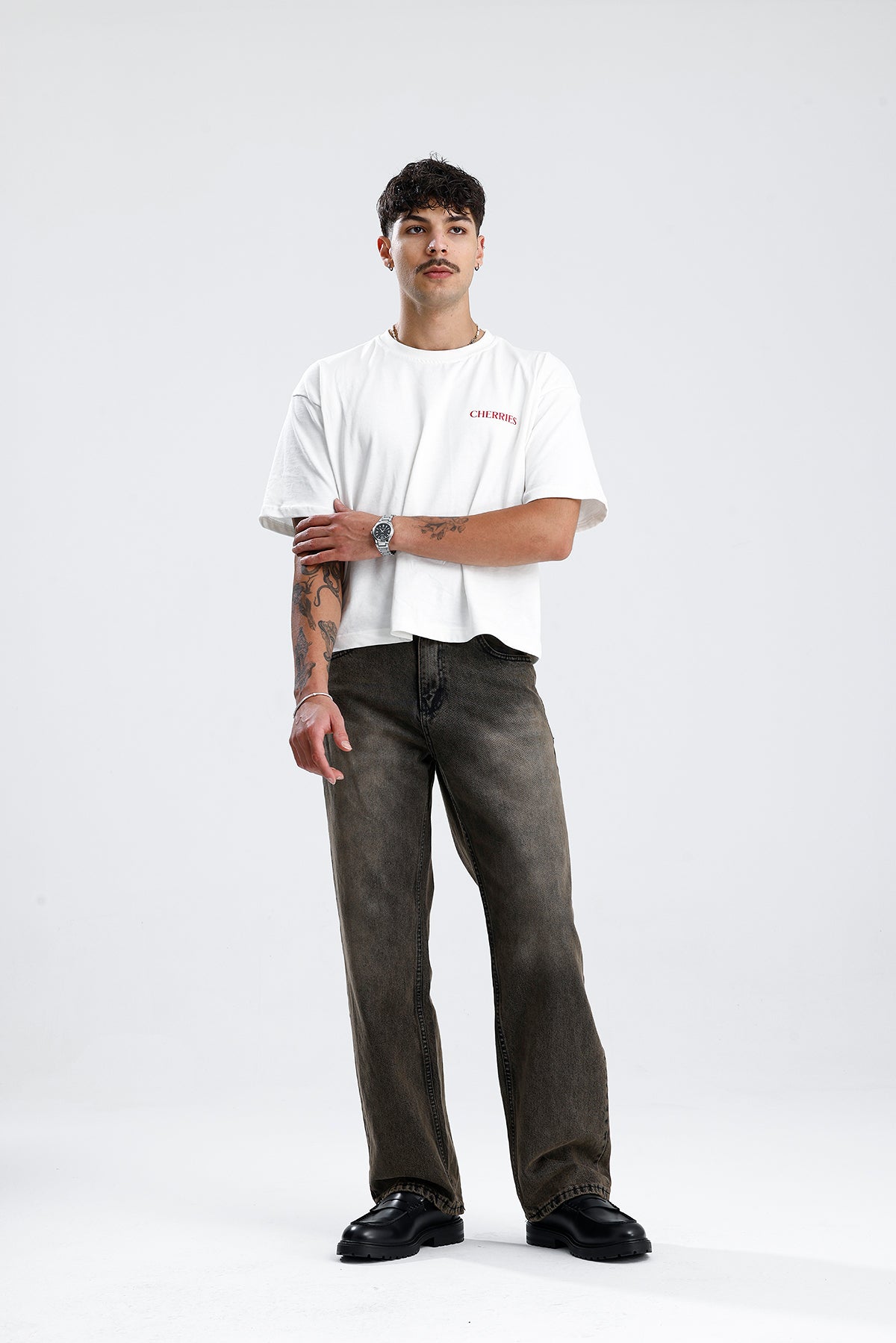 Retro Kahve Baggy Kot Pantolon