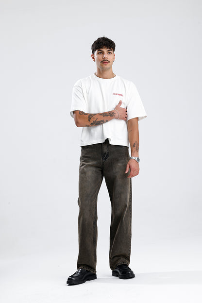 Retro Kahve Baggy Kot Pantolon