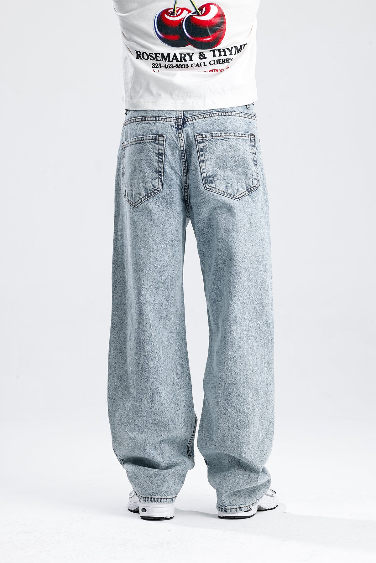 Kar Yıkama Mavi Baggy Kot Pantolon