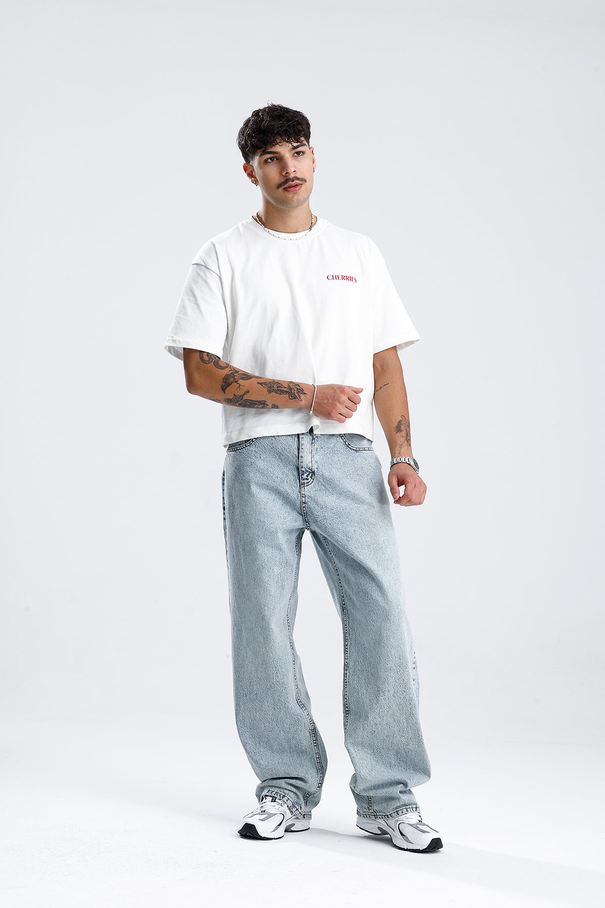 Kar Yıkama Mavi Baggy Kot Pantolon