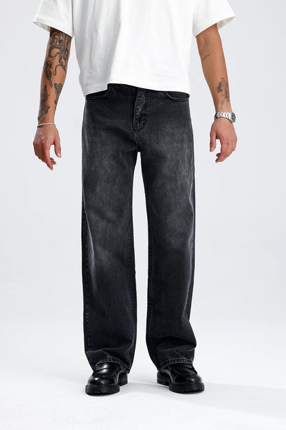 ATE Washed Premium Siyah Baggy Kot Pantolon