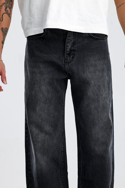 ATE Washed Premium Siyah Baggy Kot Pantolon
