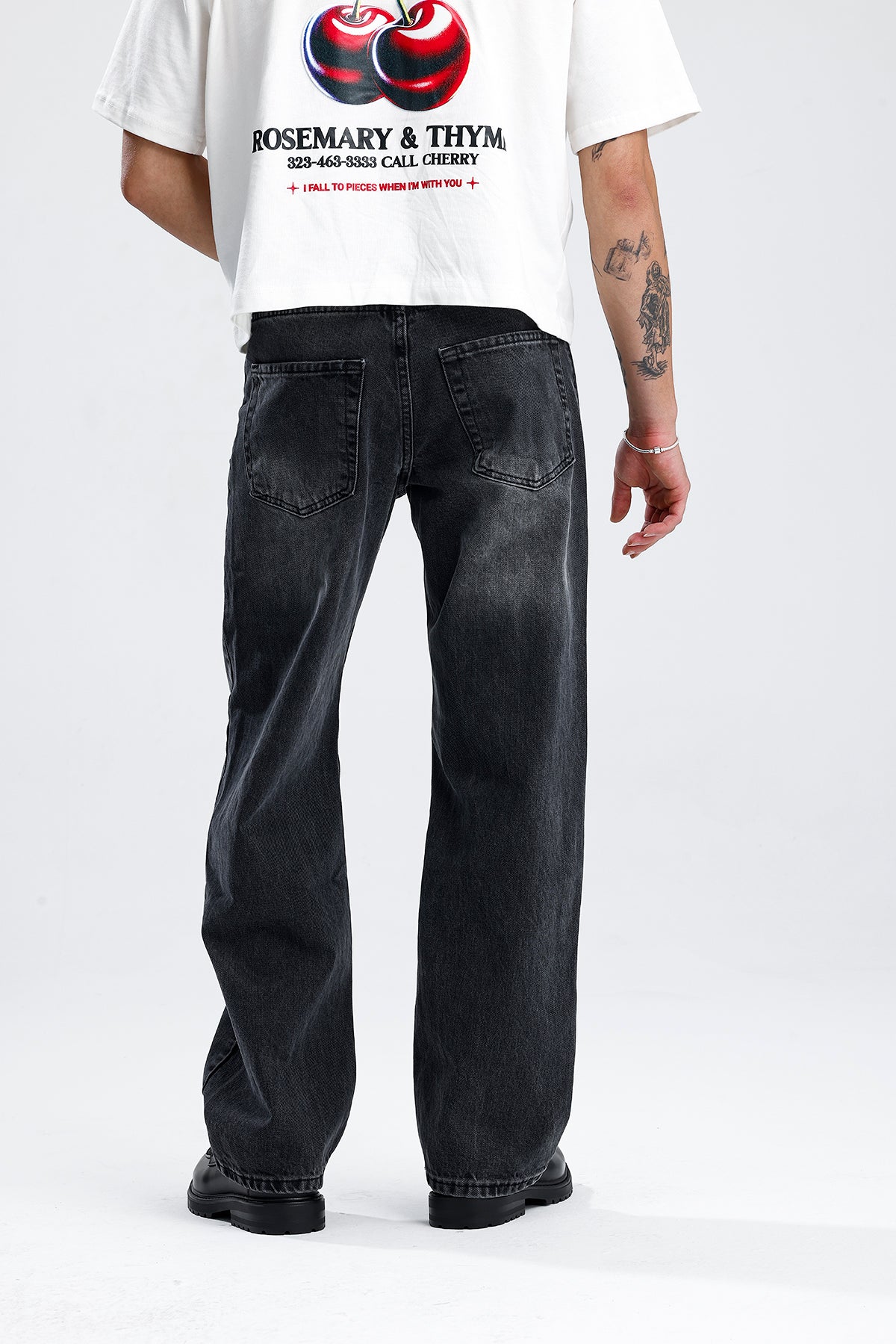 ATE Washed Premium Siyah Baggy Kot Pantolon