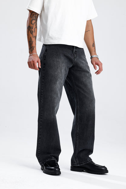 ATE Washed Premium Siyah Baggy Kot Pantolon