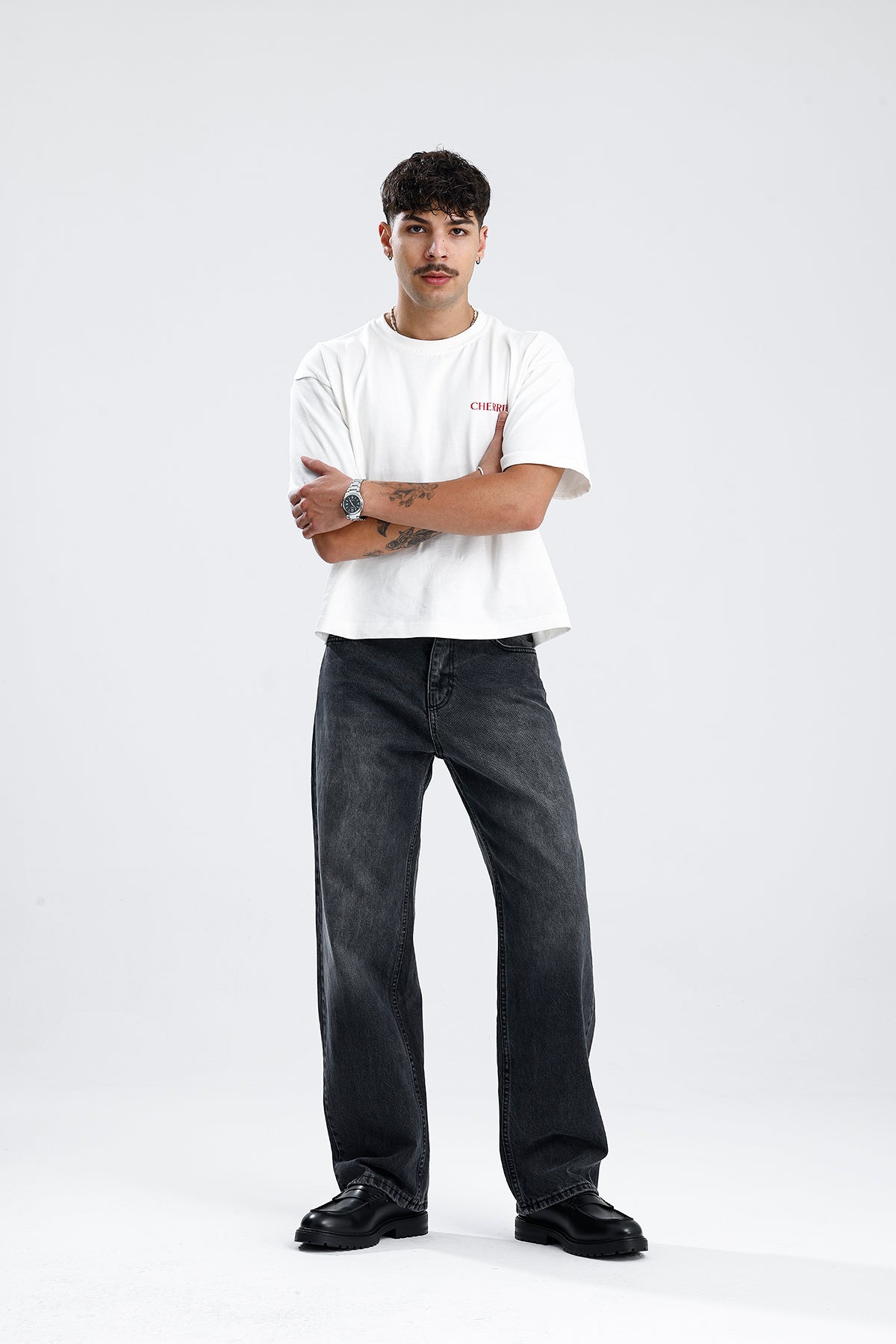 ATE Washed Premium Siyah Baggy Kot Pantolon