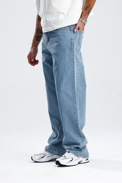 Gökyüzü Mavisi Baggy Kot Pantolon