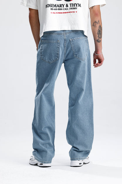 Gökyüzü Mavisi Baggy Kot Pantolon