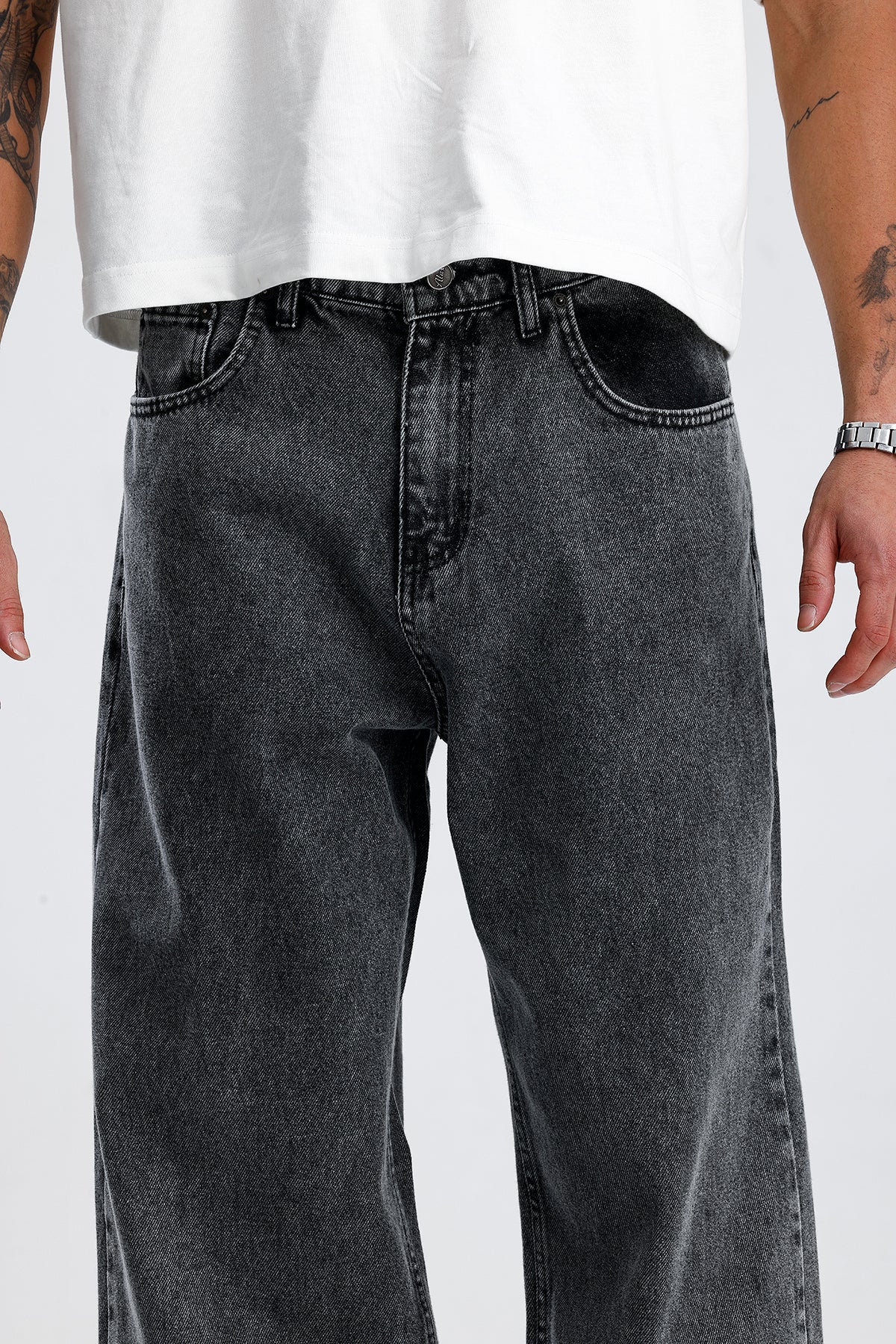 ATE Premium Gri Baggy Kot Pantolon