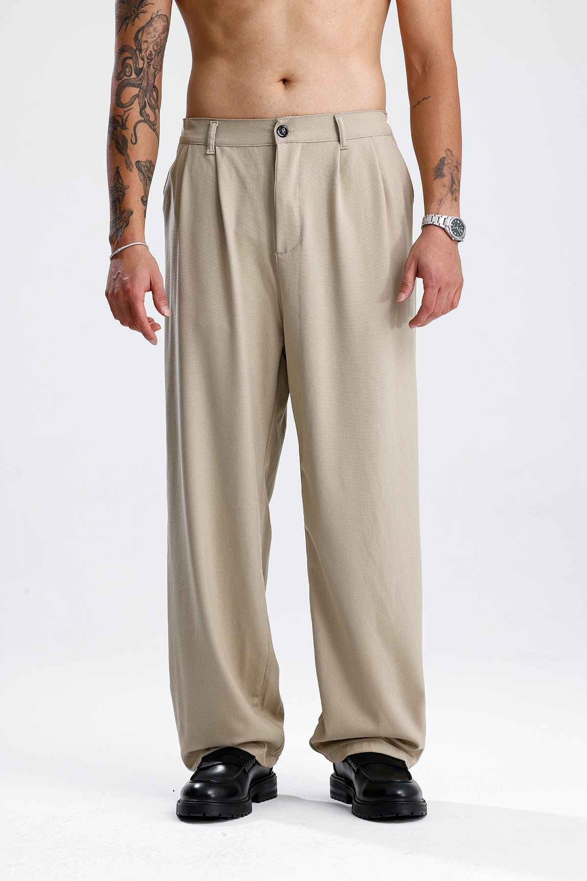 Baggy Fit Pileli Kumaş Pantolon