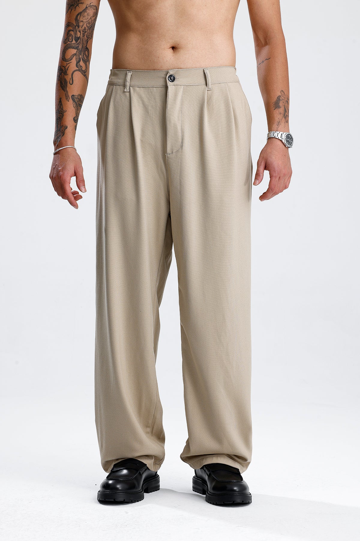 Baggy Fit Pileli Kumaş Pantolon