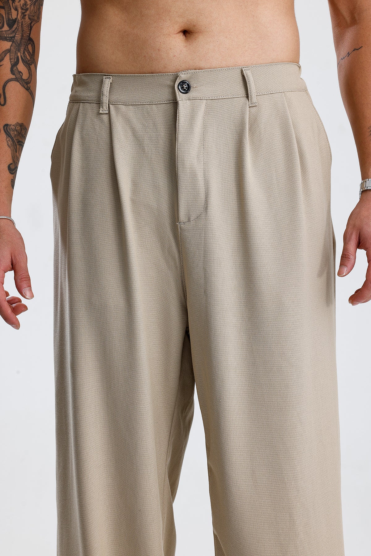 Baggy Fit Pileli Kumaş Pantolon