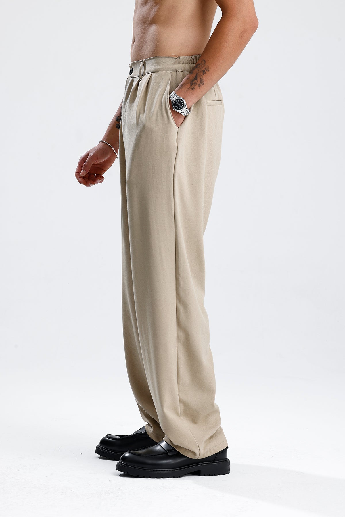 Baggy Fit Pileli Kumaş Pantolon