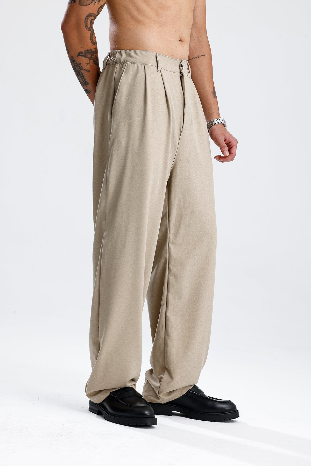 Baggy Fit Pileli Kumaş Pantolon