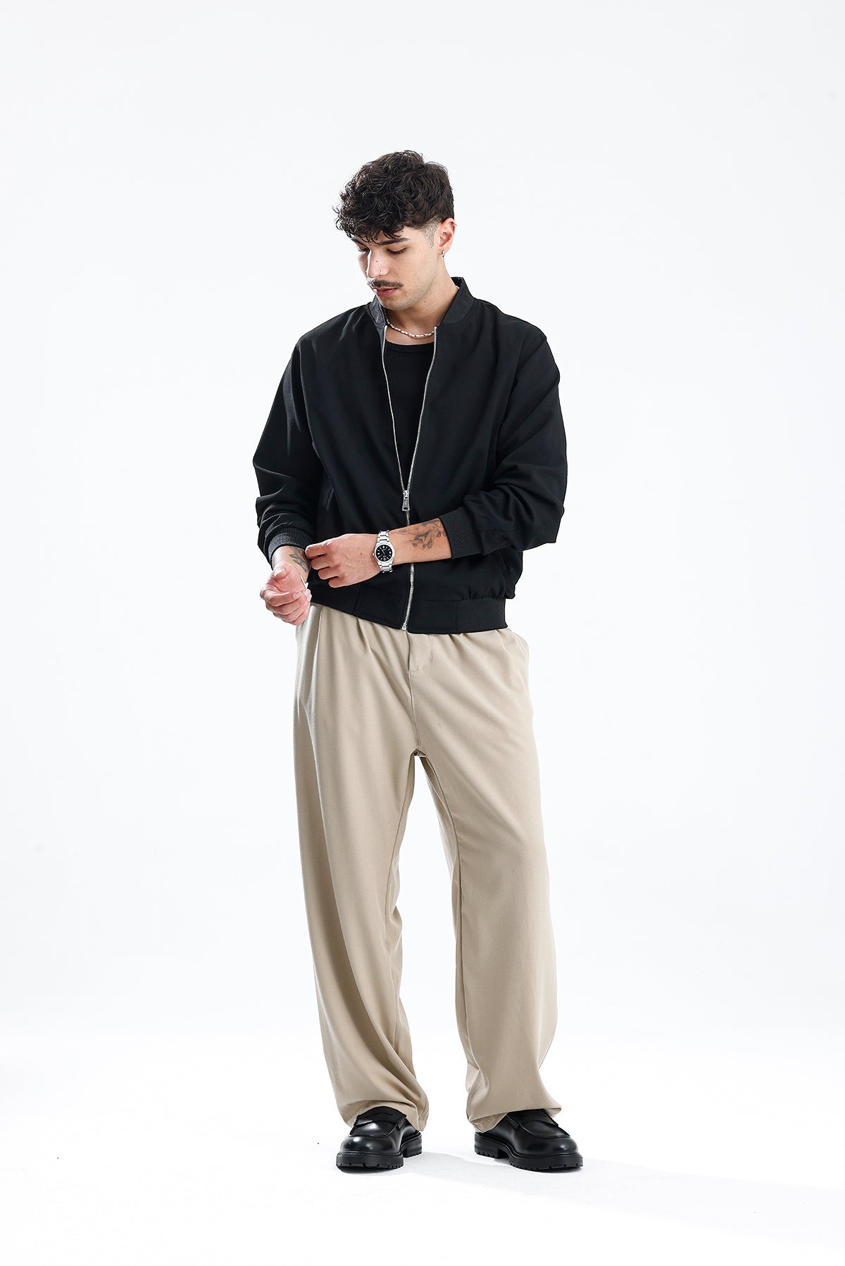 Baggy Fit Pileli Kumaş Pantolon