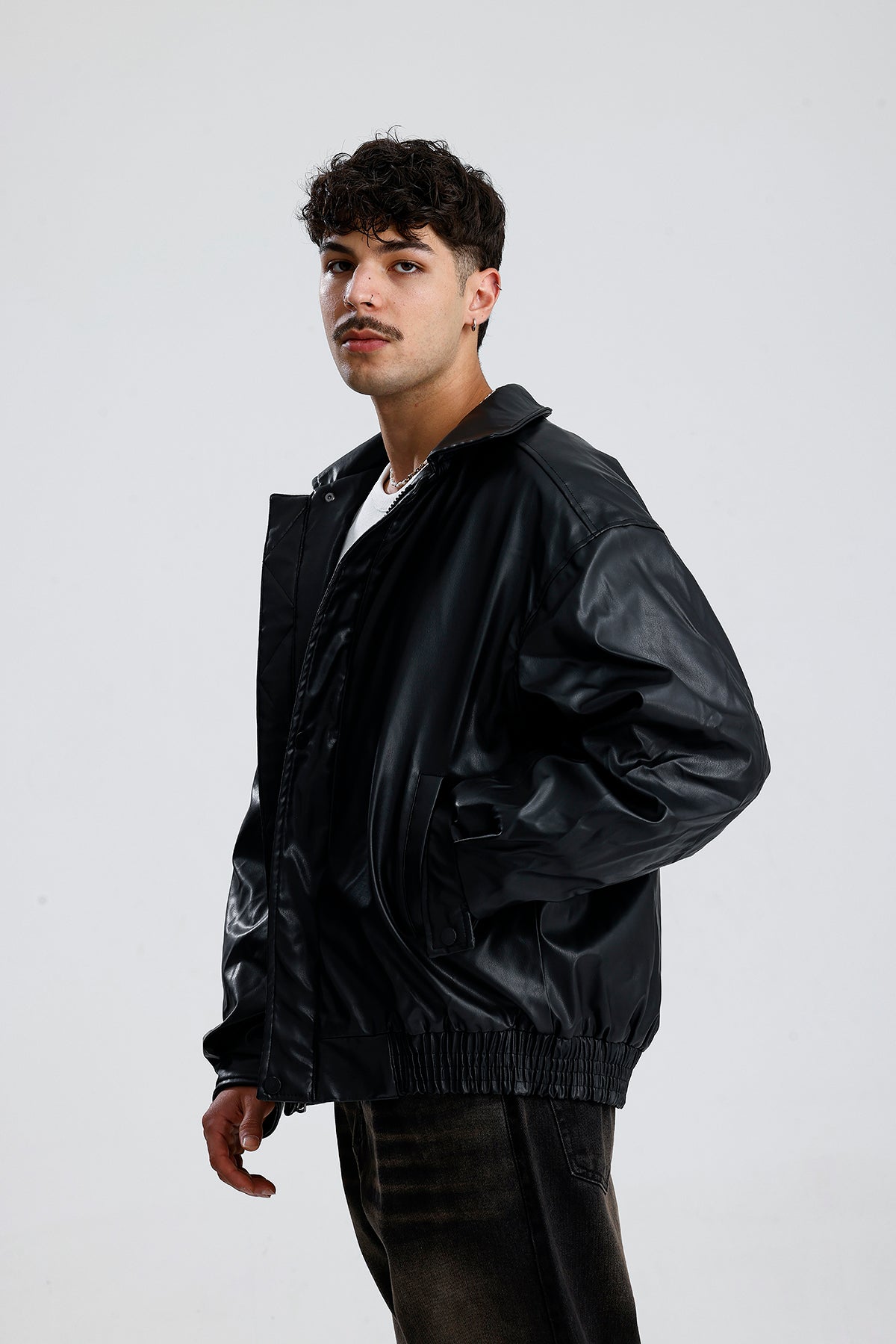 Oversize Bomber Deri Ceket