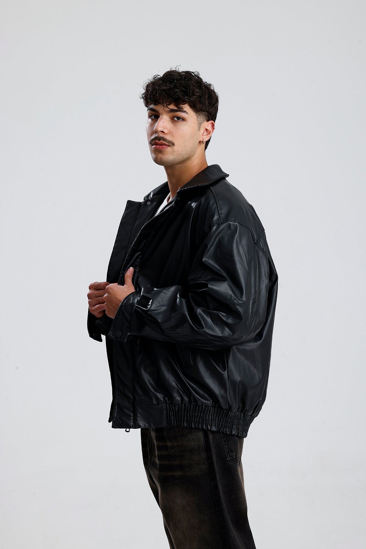 Oversize Bomber Deri Ceket