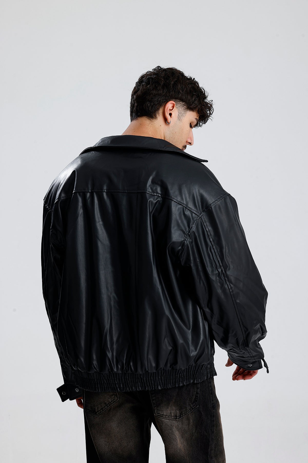 Oversize Bomber Deri Ceket