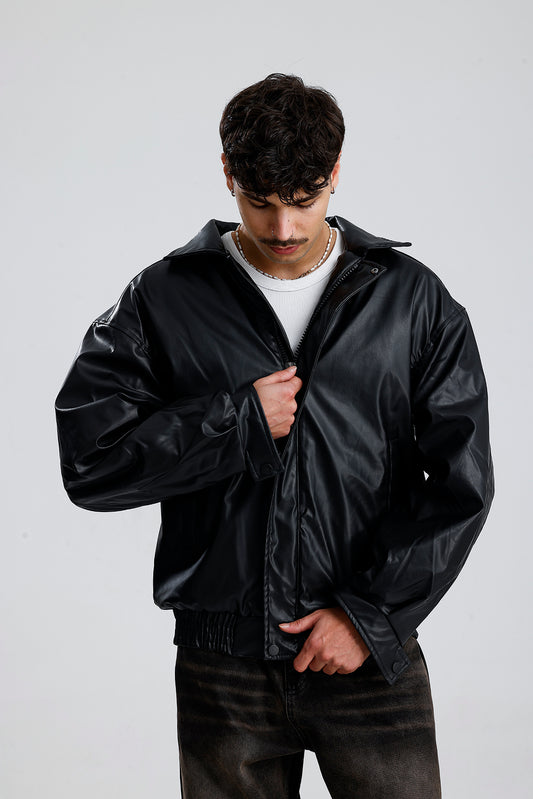 Oversize Bomber Deri Ceket