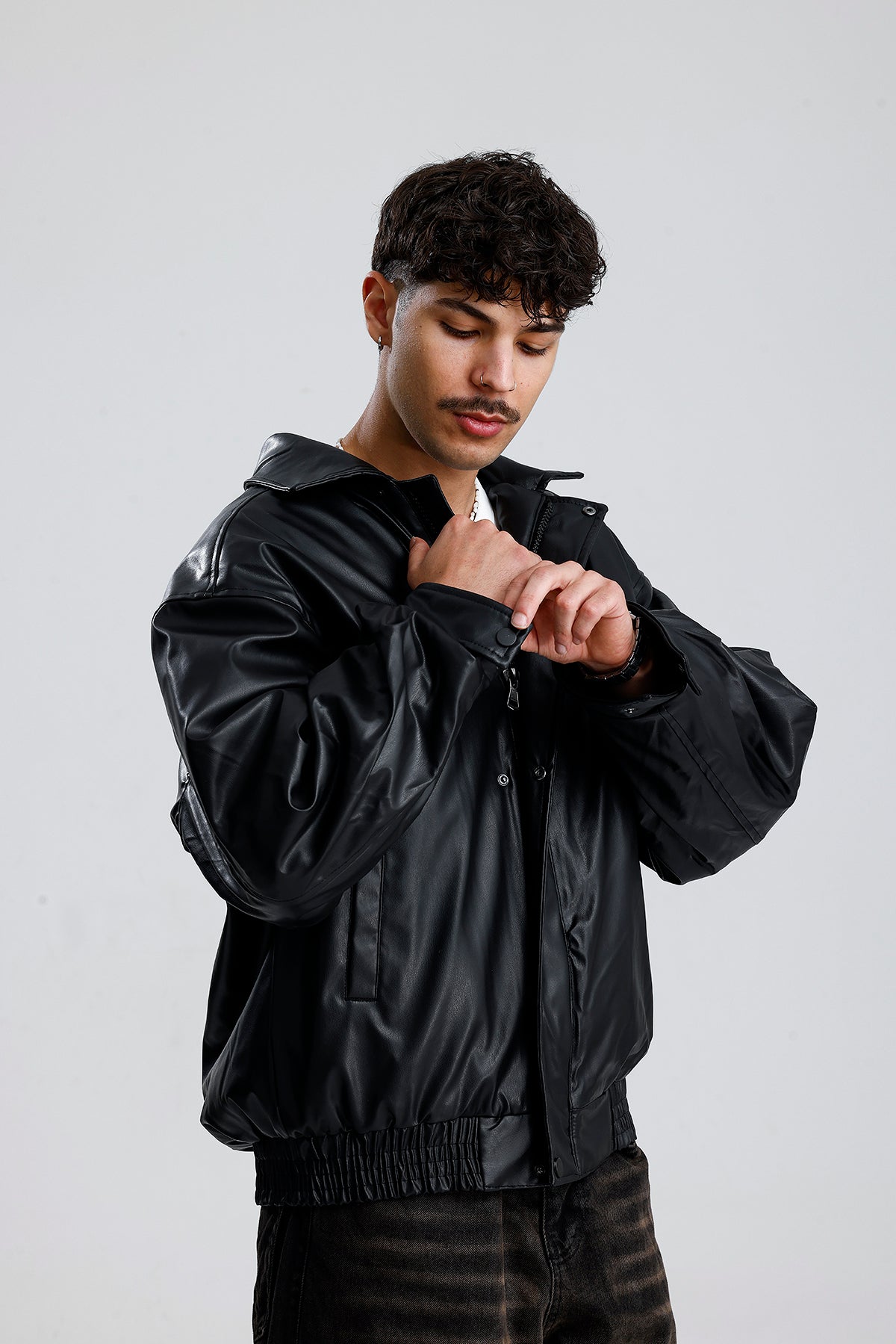 Oversize Bomber Deri Ceket