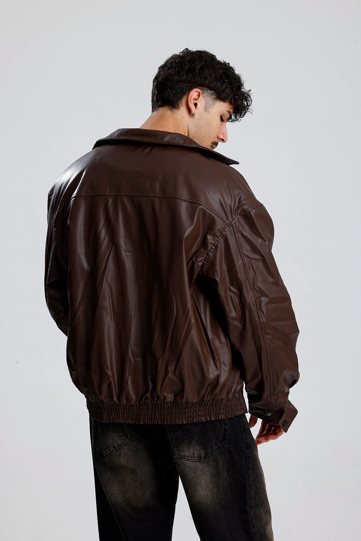 Oversize Bomber Deri Ceket